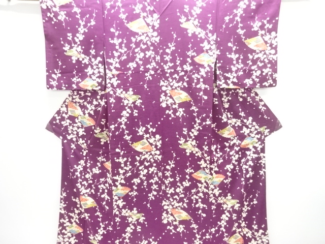 扇に花古典柄小紋着物